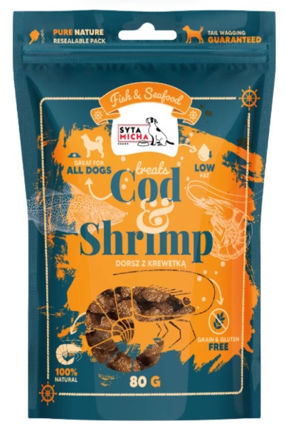 SYTA MICHA Przysmaki z krewetką i dorszem 80 g