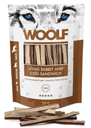 WOOLF Przysmak Long Rabbit and Cod Sandwich królik z dorszem 100 g