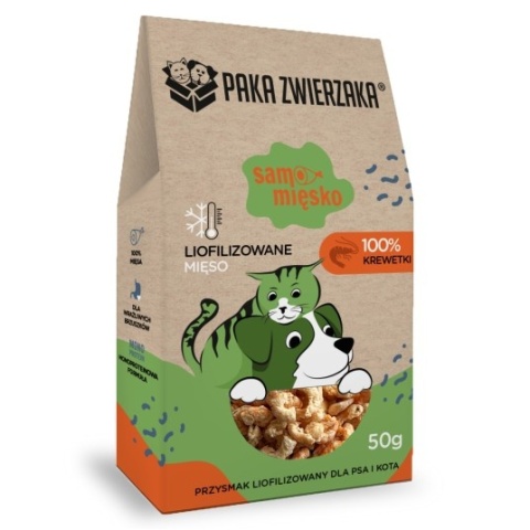 PAKA ZWIERZAKA Przysmak liofilizowany Samo Mięsko KREWETKI 50g