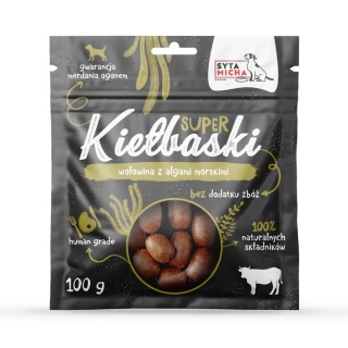 SYTA MICHA Super kiełbaski dla psa z wołowiną i algami morskimi 100g