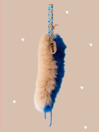 Szarpak pleciony dwukolorowe futro beżowo-niebieskie/wiewiórki SUPER OKAZJA