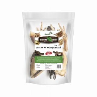 BALTO Zestaw gryzaków na każdą kieszeń: kurze łapki, racica dzika lub sarny, stripsy wołowe, kopyta wołowe