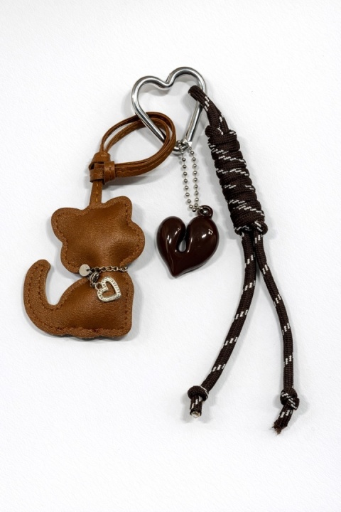 Breloczek "Cat Mom" brązowy