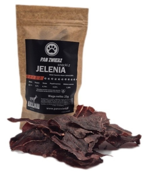 PAN ZWIERZ Naturalne smaczki z jelenia 25 g