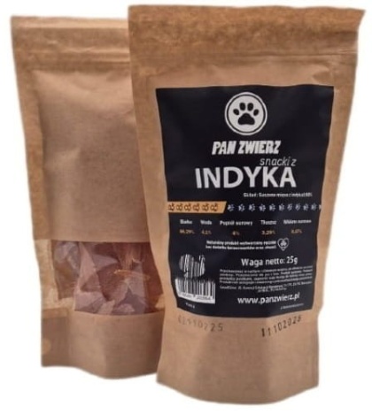 PAN ZWIERZ Naturalne smaczki z indyka 25 g