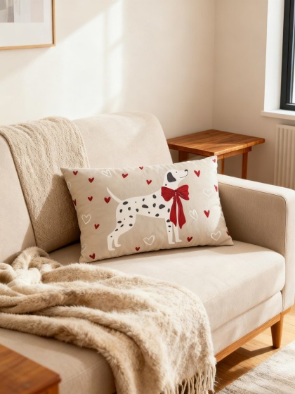 Poduszka dekoracyjna w serca dalmatyńczyk 30x50 cm