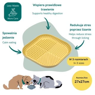 FIBOO Mata i miska do karmienia dla psa 2w1 - FIBOOWL L- żółta