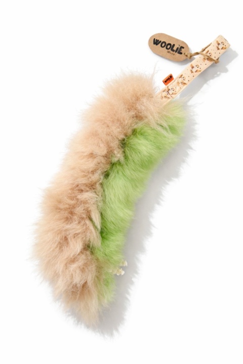 Szarpak pleciony dla dużych psów dwukolorowe futro beżowo-zielone/sowy SUPER OKAZJA