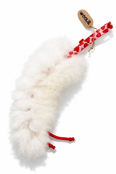 Szarpak pleciony dla dużych psów futro białe/truskawkowe serca SUPER OKAZJA