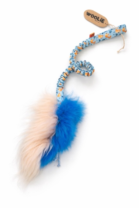 Szarpak pleciony dla małych piesków dwukolorowe futro beżowo-granatowe/wiewiórki SUPER OKAZJA